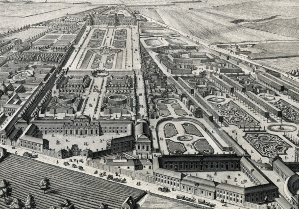     Le palais du Belvédère et son jardin en 1731 / Belvedere